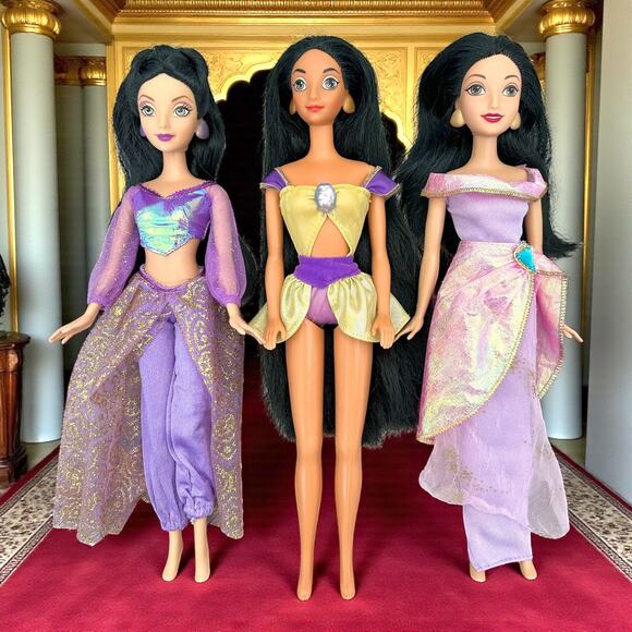 Vintage Disney Aladdin Water JEWEL Magic Jasmine Doll 1993 Princess Mattel Lot - Picture 1 of 3
